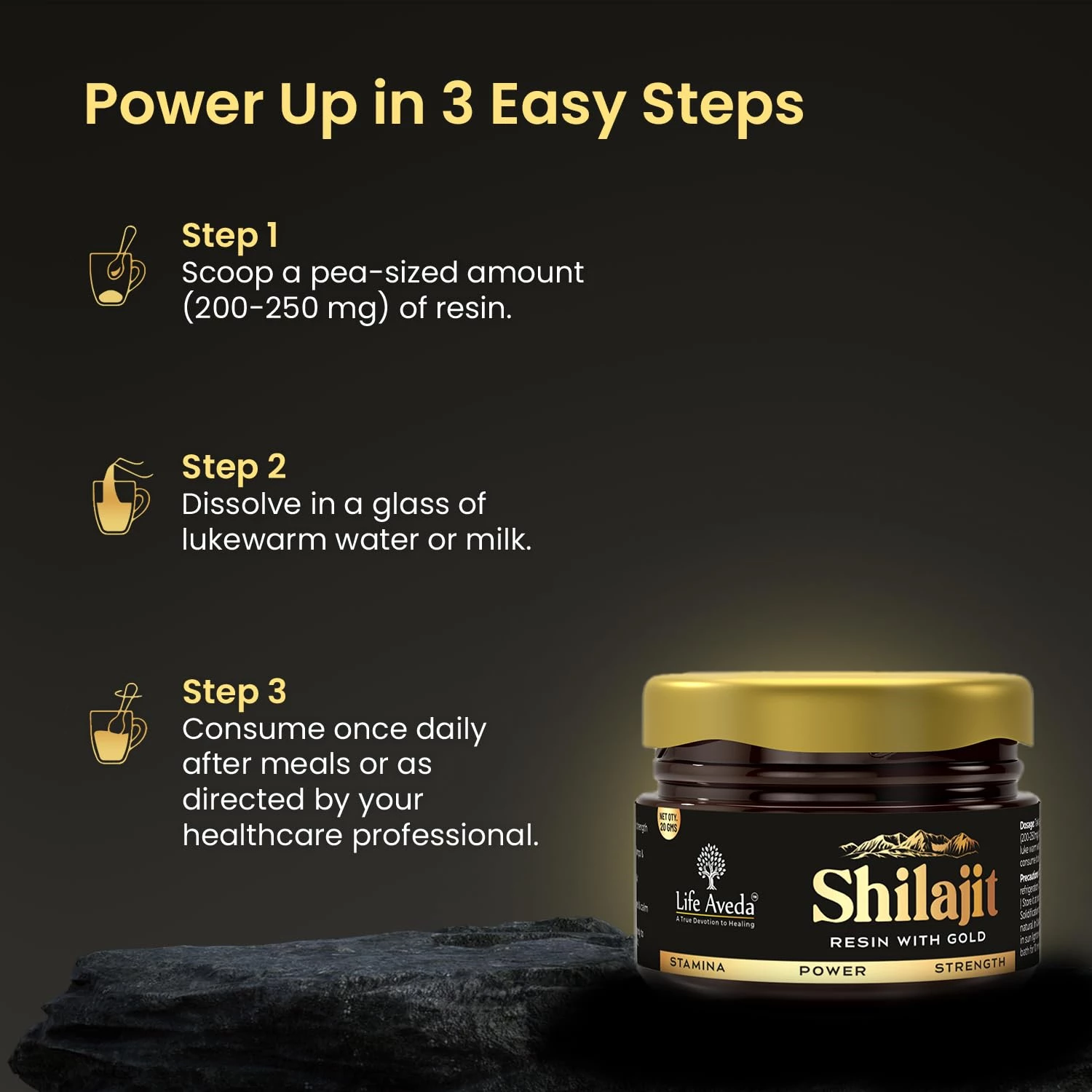Life Aveda Shilajit Resin with Gold, 20 g-4.webp